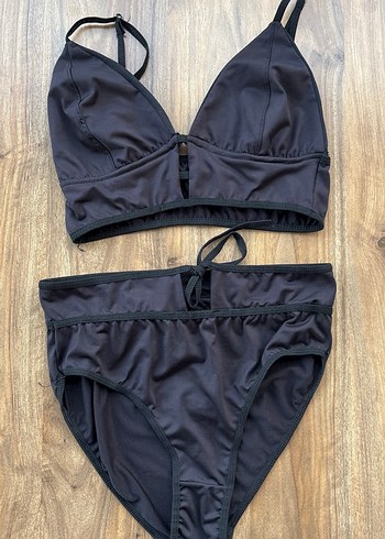 l Beden siyah Renk Siyah Strappy Kadın Bikini Takımı