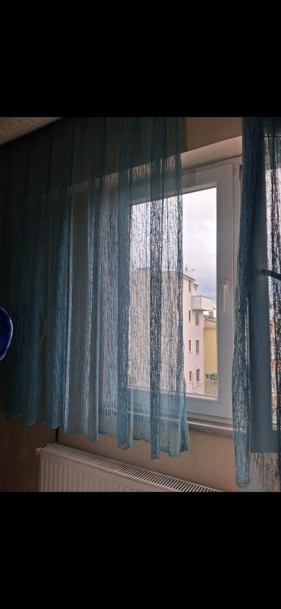 mint turkuaz 2 kat pileli tül perde mermer boyu - Görsel 3