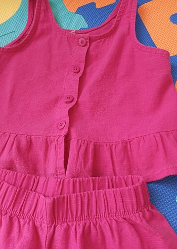 LC Waikiki Pembe Fırfırlı Kolsuz Bebek Takımı