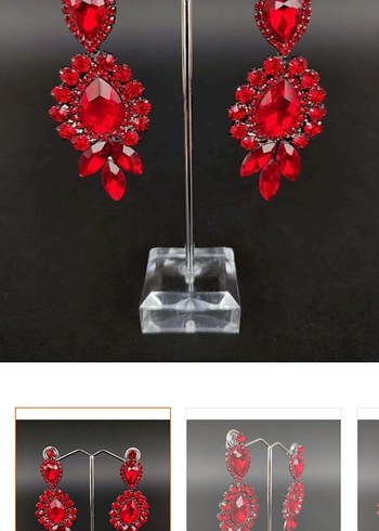 Kırmızı taşlı kına küpesi - Görsel 2