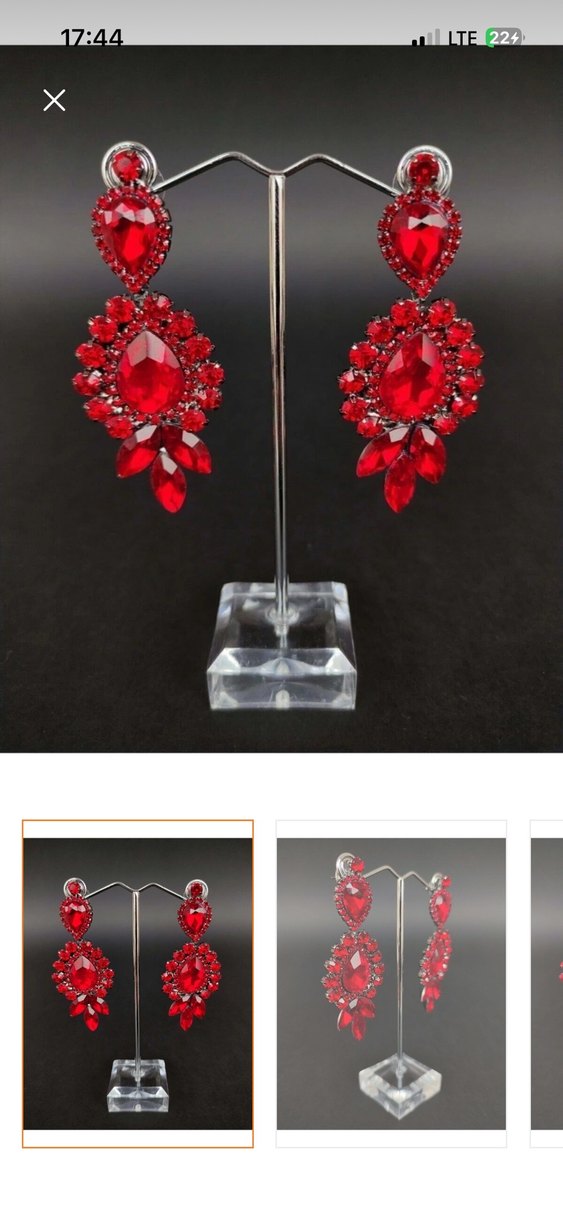 Kırmızı taşlı kına küpesi - Görsel 2