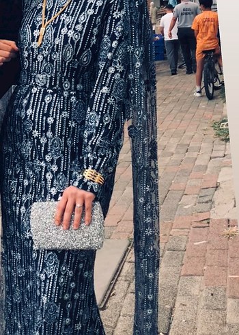 tesettür abiye lacivert pelerinli - Görsel 6