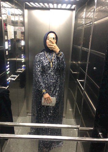 tesettür abiye lacivert pelerinli - Görsel 5