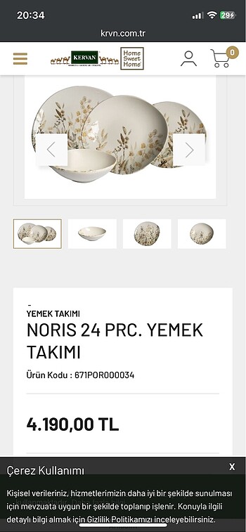 noris 24 parça yemek takımı