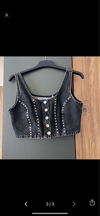 m Beden Koton zımbalı crop top