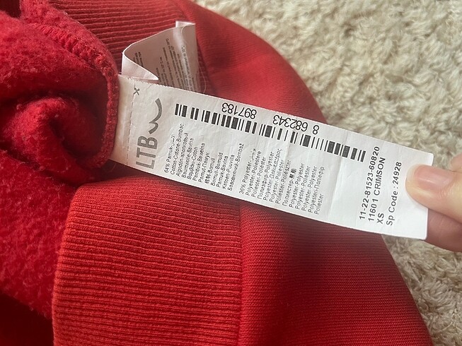 xs Beden kırmızı Renk LTB SWEATSHIRT