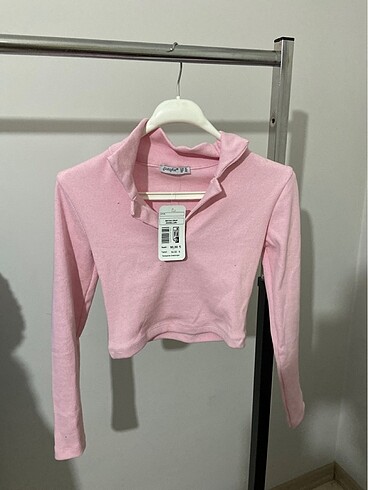 Diğer Açık pembe uzun kollu crop
