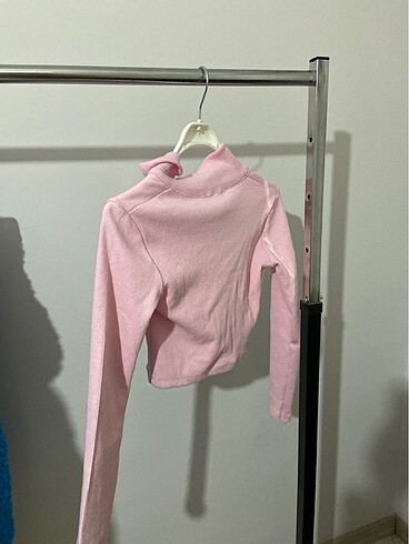 m Beden Açık pembe uzun kollu crop