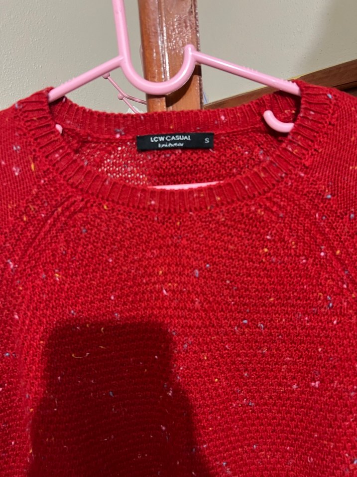 Kırmızı Triko Kadın Kazak - Görsel 2