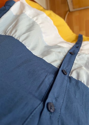 Uzun Kollu Renk Bloklu Midi Elbise - Görsel 4