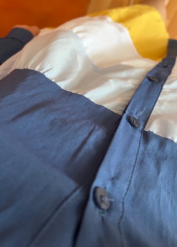 Uzun Kollu Renk Bloklu Midi Elbise - Görsel 3