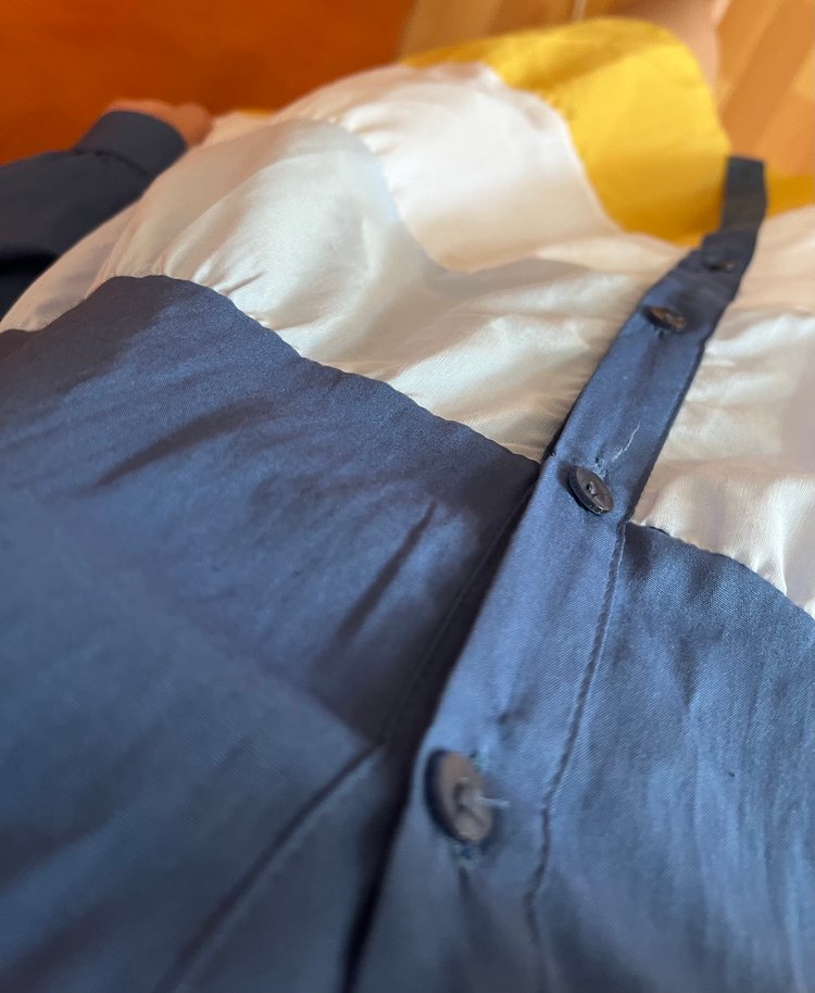 Uzun Kollu Renk Bloklu Midi Elbise - Görsel 3