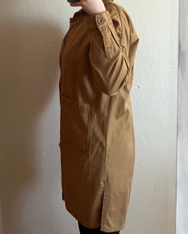 Bej Süet Midi Kadın Kaban - Görsel 3