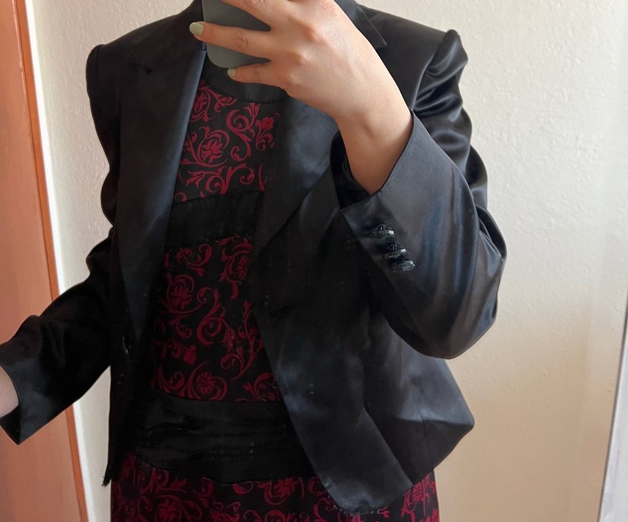 Bordo Desenli Uzun Gotik Kadın Takım - Görsel 3