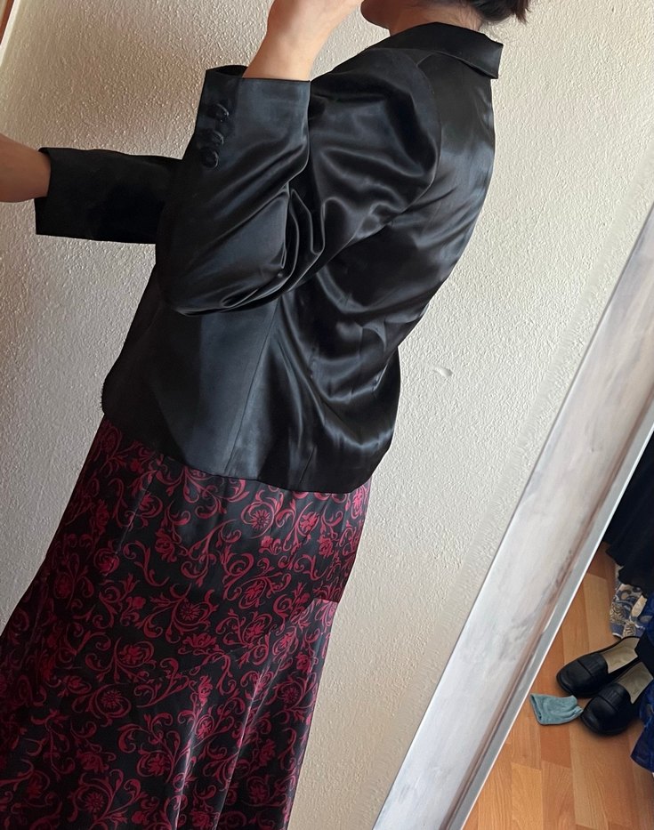 Bordo Desenli Uzun Gotik Kadın Takım - Görsel 4