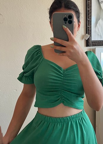 Bohem Midi Yeşil Kadın Etek - Görsel 2