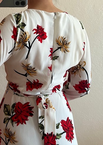 Uzun Çiçek Desenli Bohem Elbise - Görsel 4