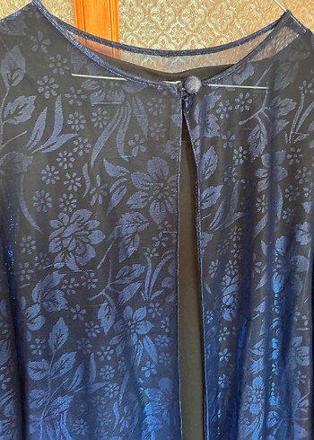 Uzun Kollu Lacivert Bohem Tarz Uzun Kadın Elbisesi - Görsel 4