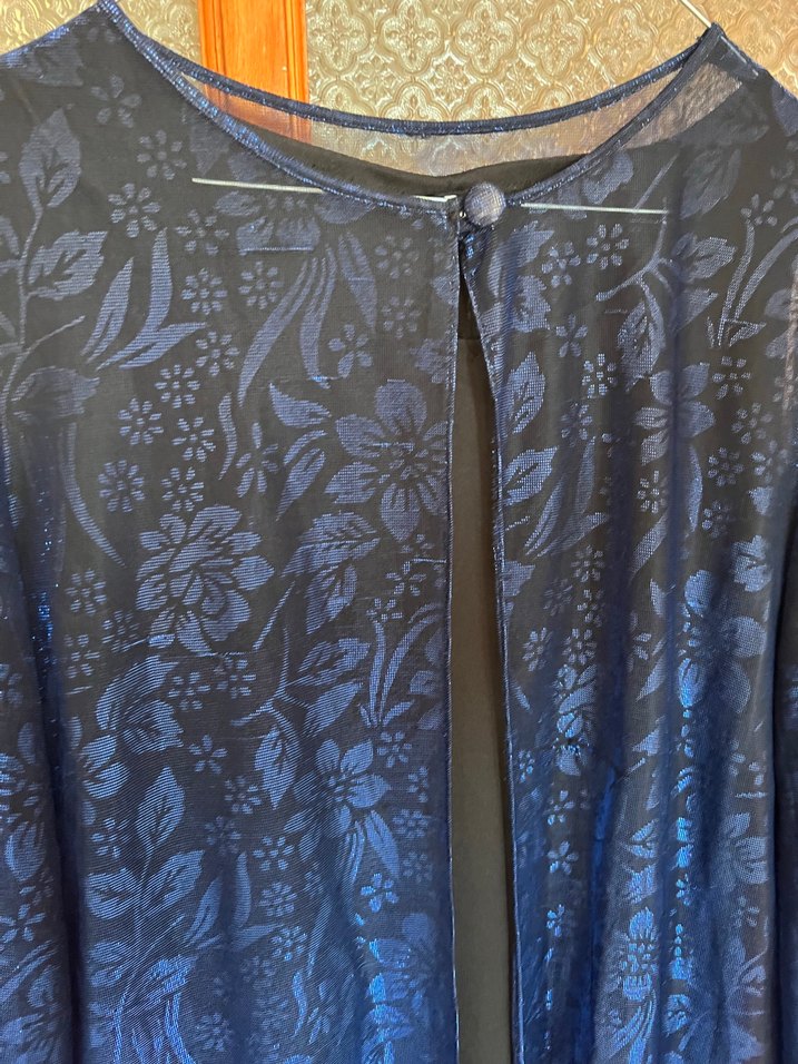 Uzun Kollu Lacivert Bohem Tarz Uzun Kadın Elbisesi - Görsel 4