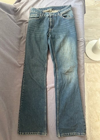trendyolmilla Gri Tonlu Mavi Midi Kot Pantolon