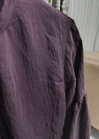 Fırfırlı Mor Uzun Pamuklu Elbise - Görsel 3