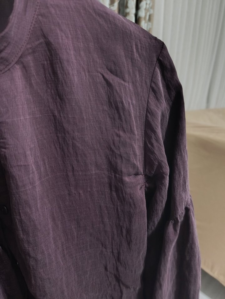 Fırfırlı Mor Uzun Pamuklu Elbise - Görsel 3