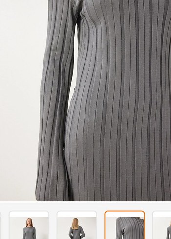 Gri Pileli Uzun Kadın Elbise - Görsel 5