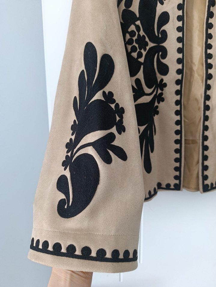 Esra keküllüoğlu Nakışlı Süet Kadın Ceket - Görsel 3