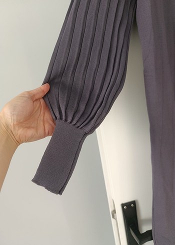 Merserize Uzun Kollu Yüksek Yaka Triko Elbise - Görsel 3