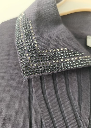 Merserize Uzun Kollu Yüksek Yaka Triko Elbise - Görsel 2