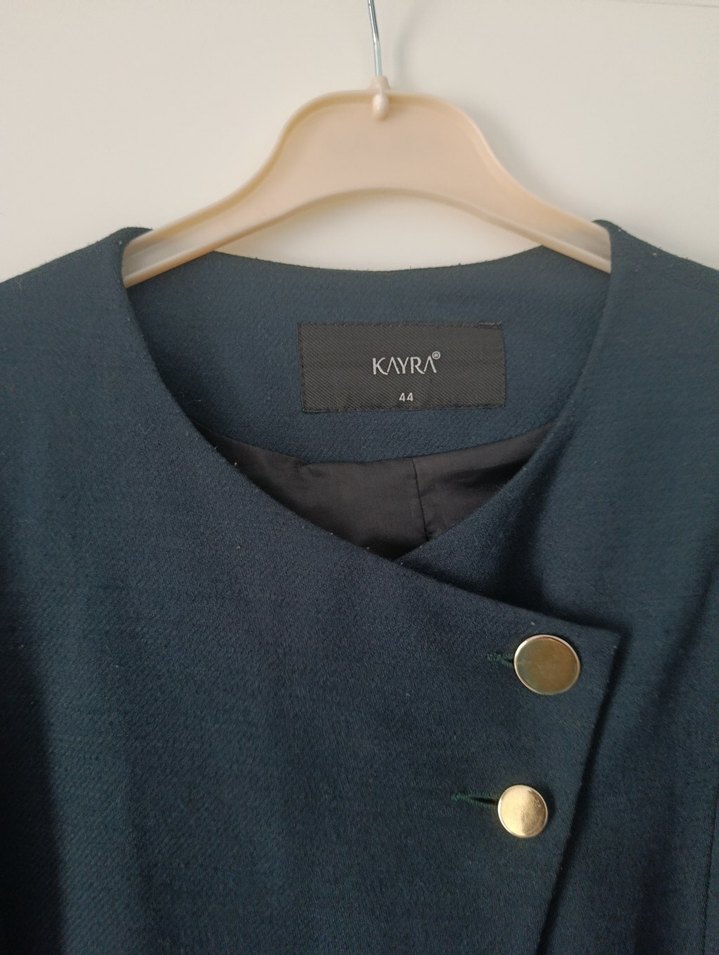 KAYRA marka Düğmeli Lacivert Kadın Uzun Kaban - Görsel 3