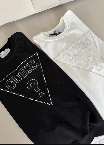 Beyaz Guess Baskılı Kadın Sweatshirt - Görsel 3