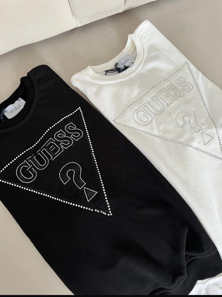 Beyaz Guess Baskılı Kadın Sweatshirt - Görsel 3