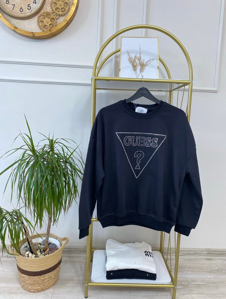 Guess Kadın Siyah Payetli Sweatshirt - Görsel 3