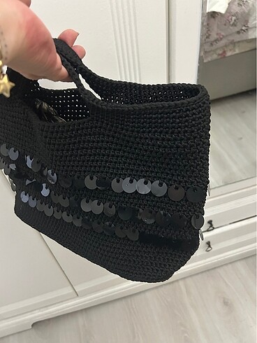 Diğer El örgü şık pullu çanta