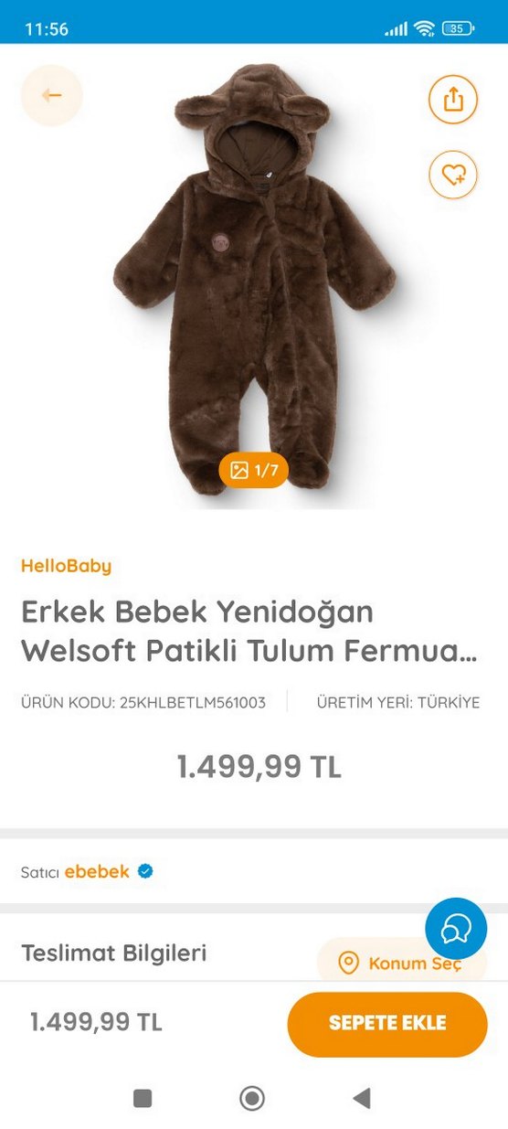 Kahverengi Kürklü Bebek Tulumu - Görsel 3