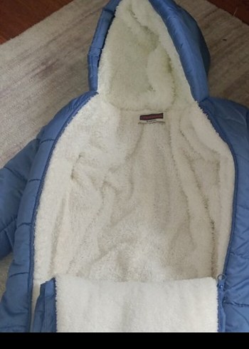 Kürklü Mavi Bebek Kayak Tulumu - Görsel 3