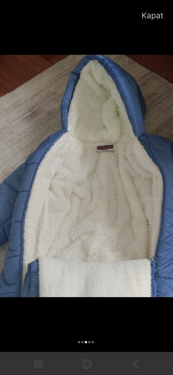 Kürklü Mavi Bebek Kayak Tulumu - Görsel 3