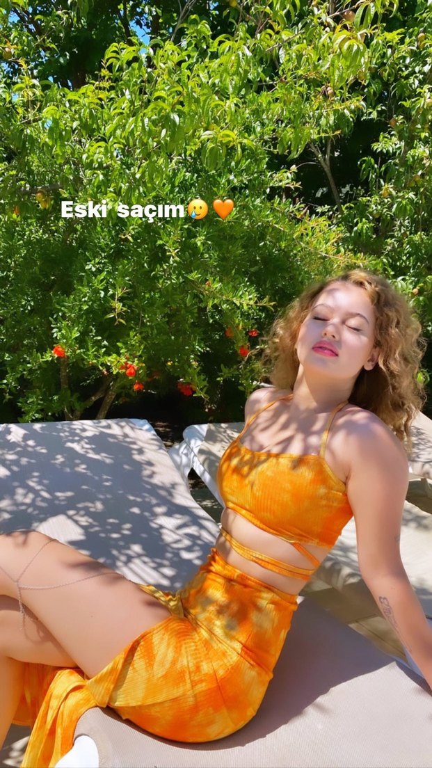 Turuncu Bağcıklı Uzun Bağlamalı etek takım - Görsel 2