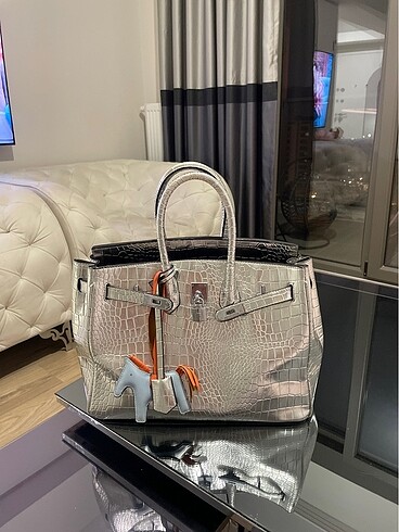 Silver tote çanta