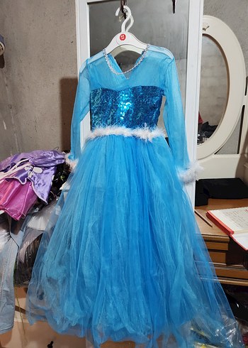 Elsa Uzun Kollu Kız Çocuk Kostümü