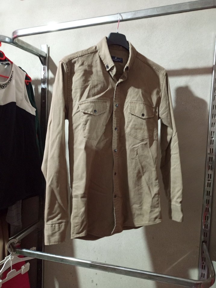 Bej Erkek  Gömlek Uzun Kollu - Görsel 2