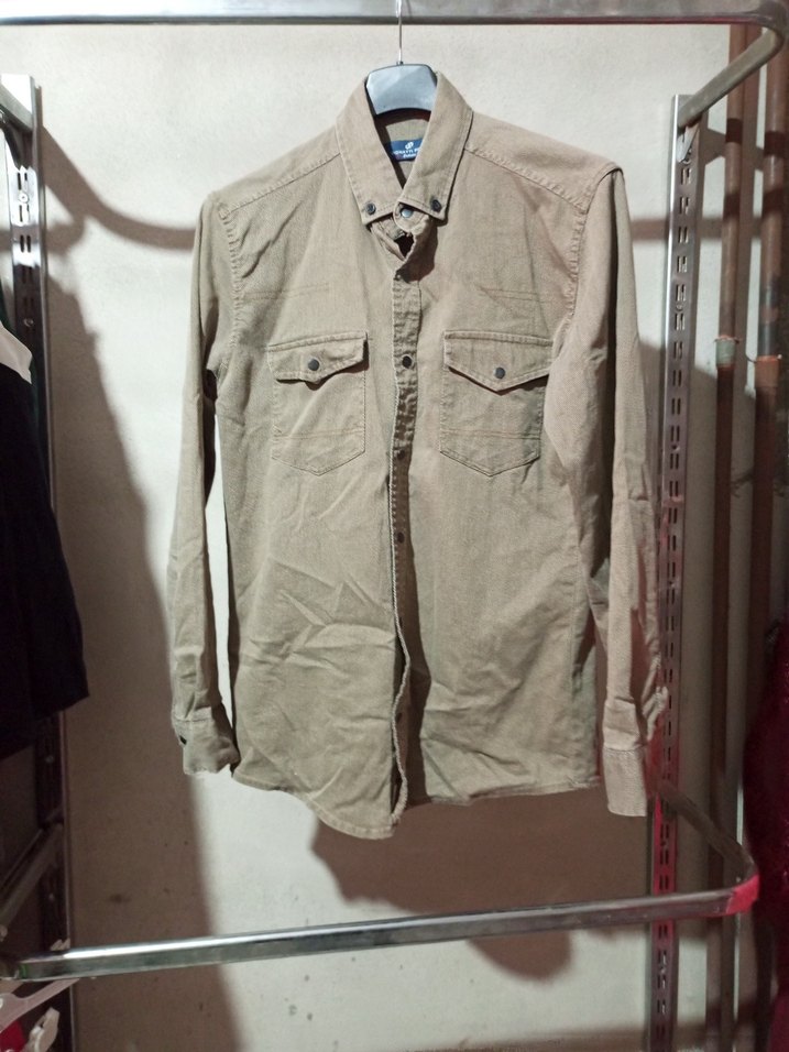 Bej Erkek  Gömlek Uzun Kollu - Görsel 3