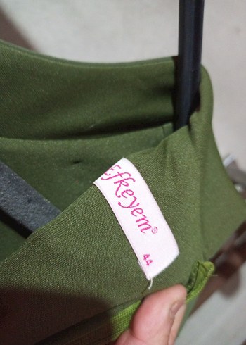 Nakışlı Uzun Haki Elbise - Görsel 4