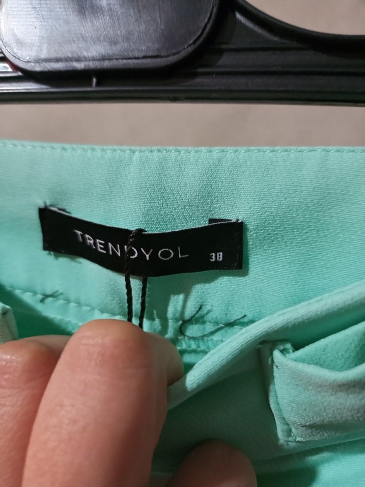 Turkuaz Kumaş Kadın Pantolon - Görsel 2