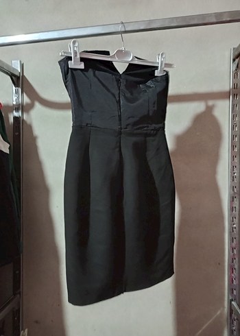 Siyah Straplez Midi Elbise - Görsel 2