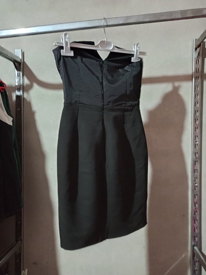 Siyah Straplez Midi Elbise - Görsel 2