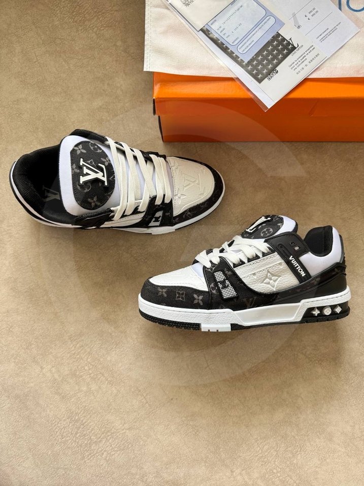 Louis Vuitton Erkek Beyaz Siyah Spor Ayakkabı - Görsel 3