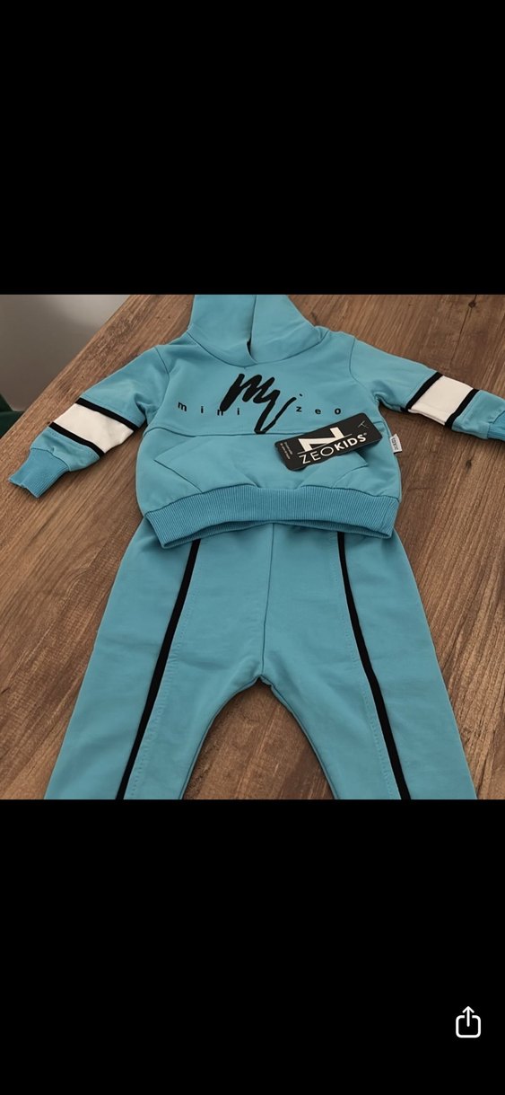 Bebek Erkek Kapüşonlu Mavi Eşofman Takımı - Görsel 2