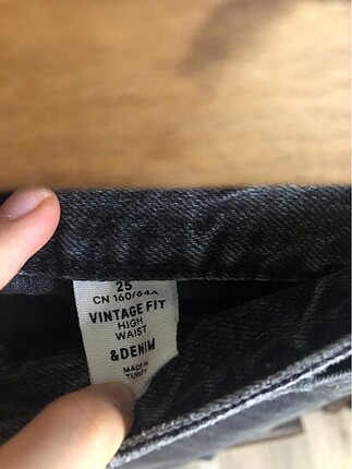 xs Beden gri Renk H&M Vintage Fit Jean